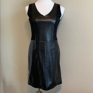 Sleeveless Black Half Faux Leather Dress